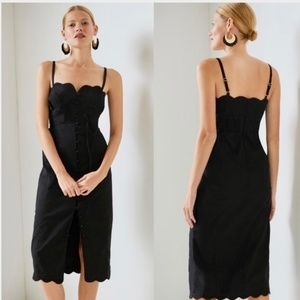 NWT Anthropologie Slim Scalloped Front-Slit Corset Dress